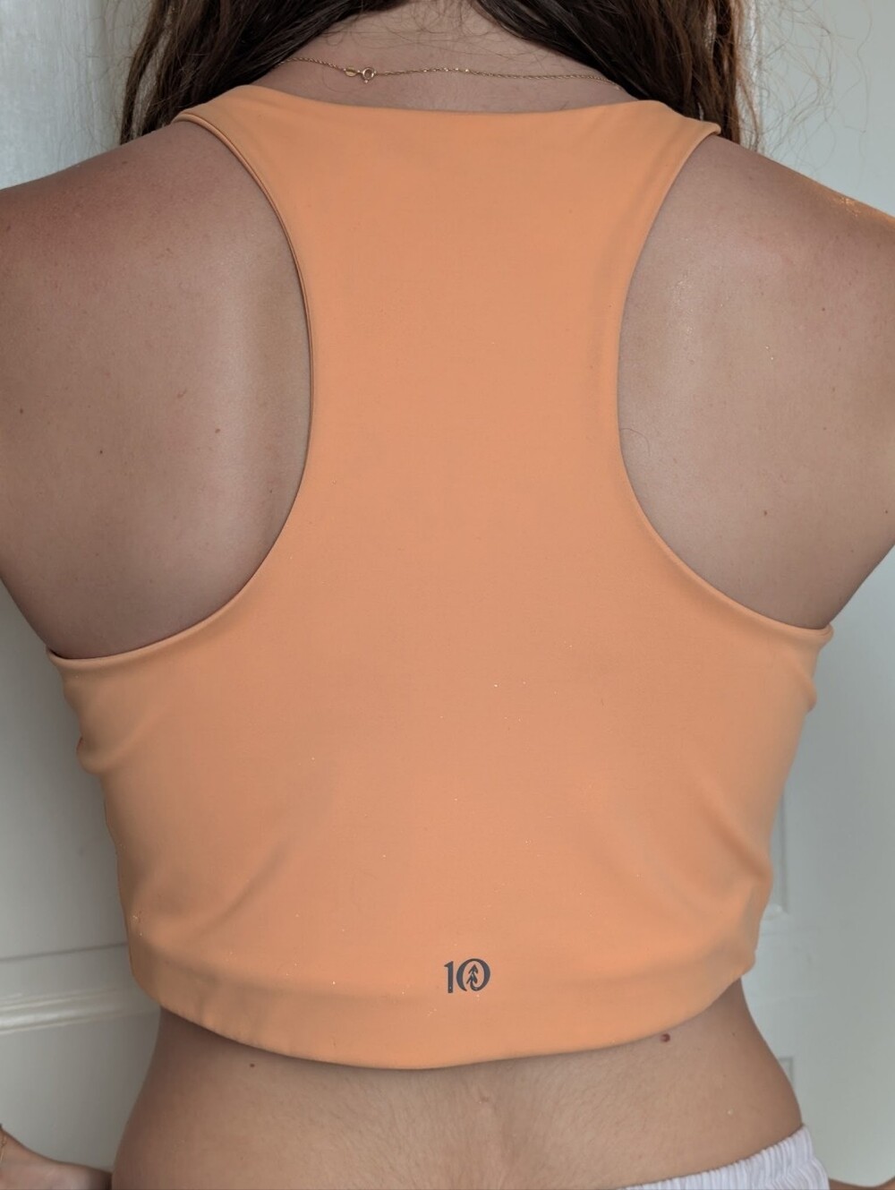 TenTree Orange Asymmetrical Active Crop Bra Tank Top - Picture 2 of 3
